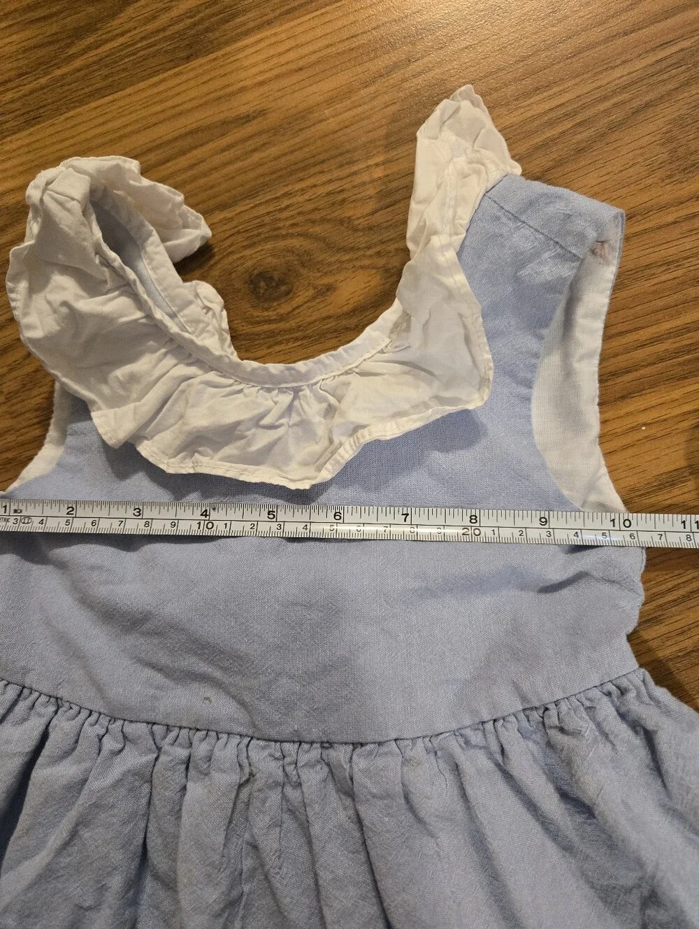 Girl's Toddler Vintage Blue Cotton Cottagecore Ruffle Dress 12-18M